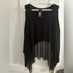 Black Sheer Layered Crop Top by Nuit Atterlier (Toronto)